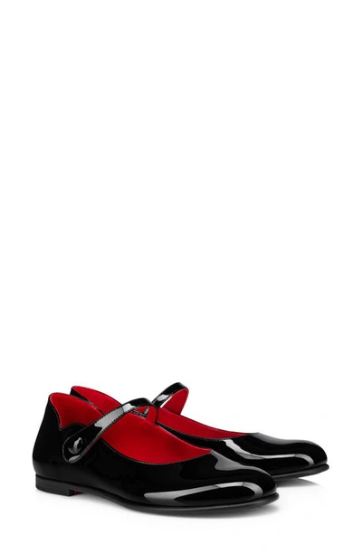 Christian Louboutin Kids' Melodie Patent Ballet Flat In Black/ Loubi