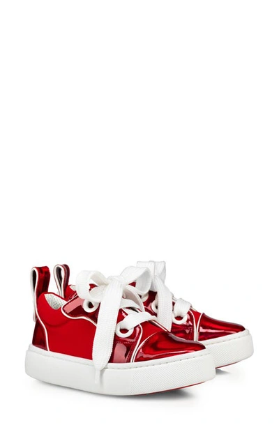 Christian Louboutin Kids' Toy Toy Neoprene & Patent Leather Trainer In Red