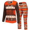 Foco Orange Cleveland Browns Holiday Ugly Pajama Set In Orange