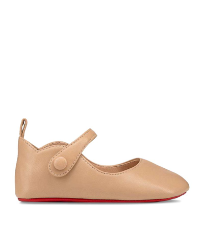 Christian Louboutin Baby Love Chick Leather Ballet Flats In Nude