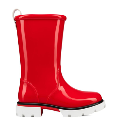 Christian Louboutin Toy Pluie Patent Boots In Red