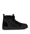 CHRISTIAN LOUBOUTIN EMBELLISHED SUEDE FUNNYTO HIGH-TOP SNEAKERS