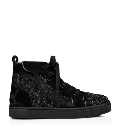 Christian Louboutin Embellished Suede Funnyto High-top Sneakers In Black