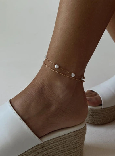Princess Polly Sakina Pearl Anklet Pack In Gold