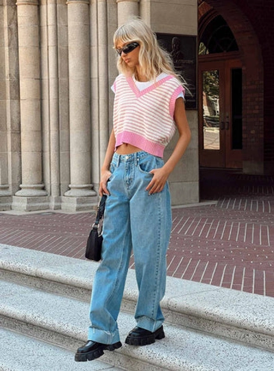Princess Polly Ollie Straight Leg Jean Mid Wash In Denim