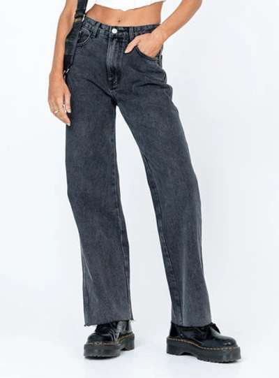Princess Polly Arlington Straight Leg Denim Jeans In Black