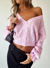 Princess Polly Open Stitch Frill Cuffs Cropped Cardigan In Pink