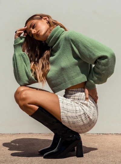 Princess Polly Zahara Cropped Turtleneck Sweater In Green