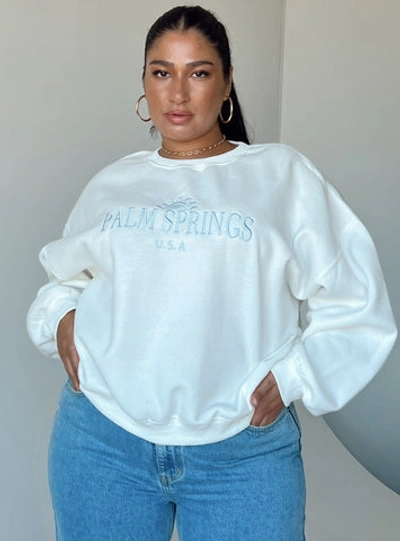 Princess Polly Curve Palm Springs Sweatshirt In White