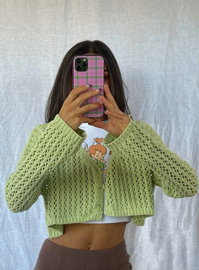Princess Polly Taleah Lace Knit Cardigan In Green