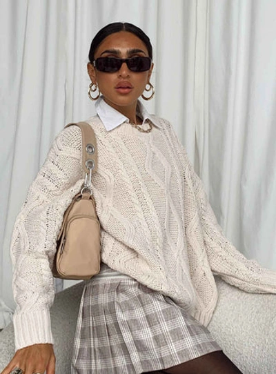 Princess Polly Anaya Oversized Sweater In Beige