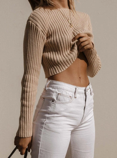 Princess Polly Alivia Cropped Sweater In Beige