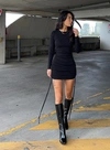 Lioness Military Minds Long Sleeve Mini Dress In Black