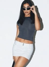 Princess Polly Mona Low Rise Denim Mini Skirt In White