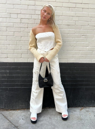 Princess Polly Fallout Mid Rise Cargo Pants In White