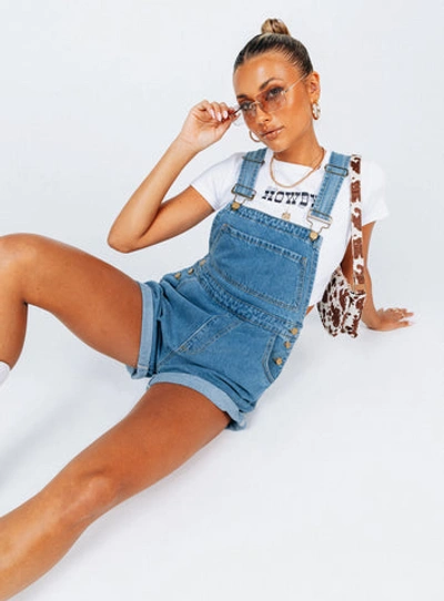 Princess Polly Kacey Overalls Blue In Denim