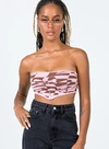 Princess Polly Lower Impact Fabian Strapless Top Pink In Multi
