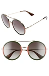 GUCCI 56MM ROUND SUNGLASSES - GREEN-RED/ GREEN,GG0061S71056