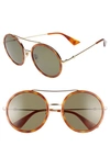 Gucci Round Acetate-trim Metal Sunglasses, Light Tortoiseshell In Havana/ Green
