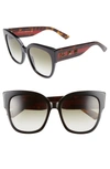 GUCCI 55MM BUTTERFLY SUNGLASSES - BLACK/ GREEN,GG0059S21155