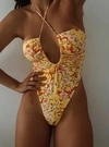 Princess Polly Lower Impact Fern Eco Nylon One Piece In Yellow Multi