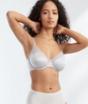 Le Mystere Women's Satin & Mesh Seamless T-shirt Bra In Silver