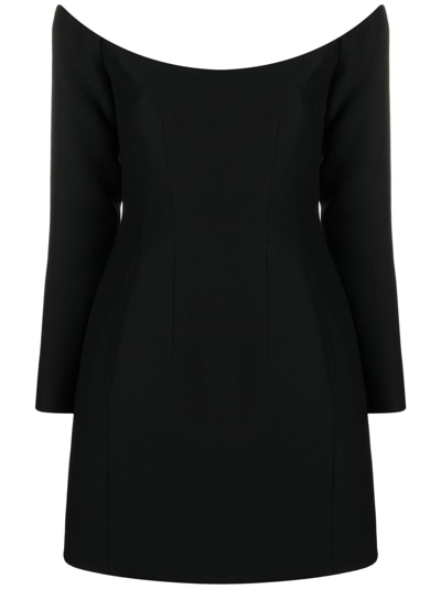 Valentino Black Scoop Neck Minidress In 0no Nero