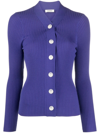 Sandro Gabrielle Ribbed Knit Cardigan In Purple