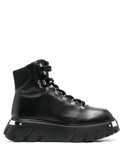 Love Moschino Lace-up Ankle Boots In Black