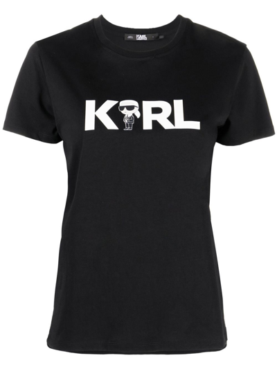 Karl Lagerfeld Ikonik 2.0 Karl Logo T恤 In Black