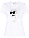 Karl Lagerfeld Ikon Choupette Organic-cotton T-shirt In White