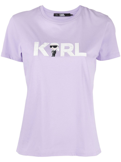 Karl Lagerfeld Ikonik 2.0 Karl Logo T恤 In Purple