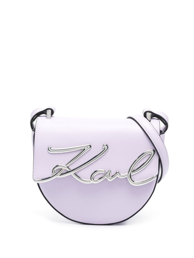 Karl Lagerfeld Small K/signature Saddle Bag In Purple