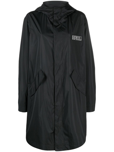 Karl Lagerfeld Ikonik 2.0 Parka Coat In Black