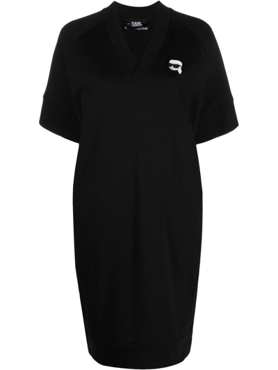 Karl Lagerfeld Ikonik 2.0 Sweatshirt Dress In Black