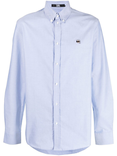 Karl Lagerfeld Ikonik 2.0 Button-up Shirt In Blue