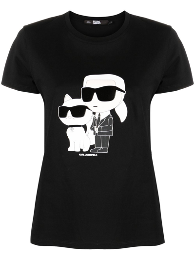 Karl Lagerfeld Ikon Organic-cotton T-shirt In Black