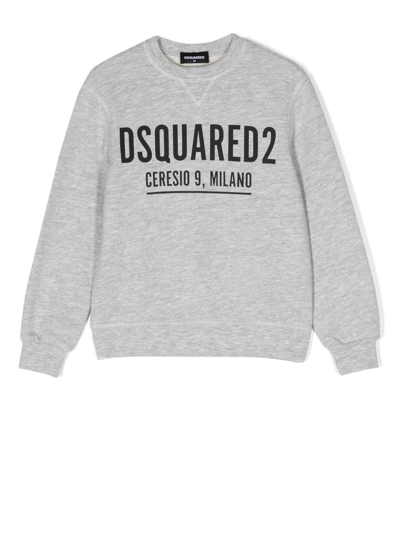 Dsquared2 Kids' Logo-print Crewneck Sweatshirt In Grey
