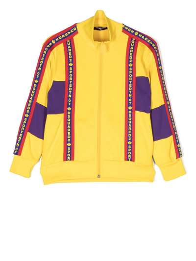 Dsquared2 Kids' Colour-block Bomber Jacket In Yellow