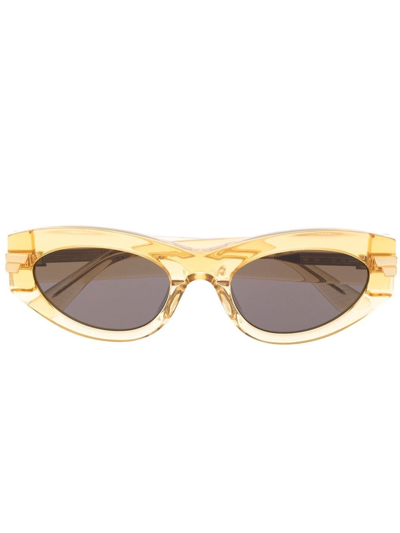 Bottega Veneta Transparent Round-frame Sunglasses In Yellow