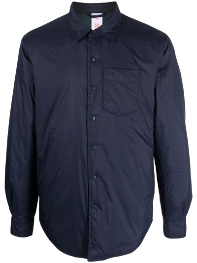 Sun 68 Padded Long-sleeve Shirt In Blue