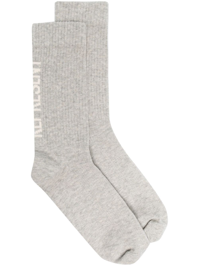 Represent Logo-intarsia Cotton Socks In Grey