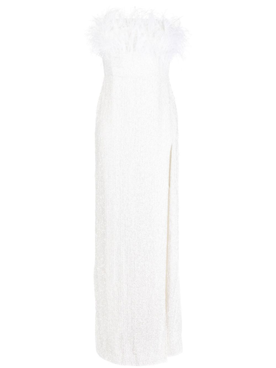 Retroféte Dolly Sequin Long Dress In Moonglow White