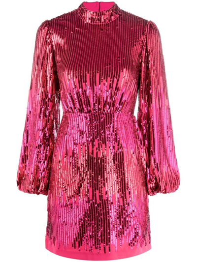 Rixo London Lara Sequin Cocktail Dress In Pink