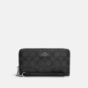Coach Outlet Long Zip Around Wallet In Signature Canvas In Black
