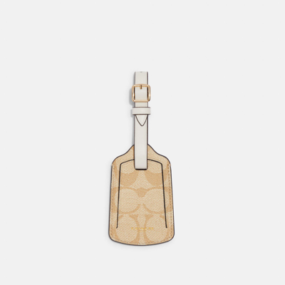Coach Outlet Luggage Tag In Signature Canvas In Beige