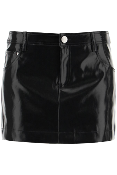 Staud Drawing Vegan Patent-leather Mini Skirt In Black