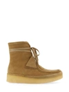 Clarks High Ankle Suede Boots In Beige