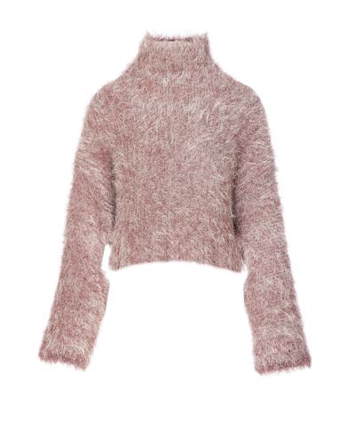 Jw Anderson Cropped Cut-out Sweater In Rosa