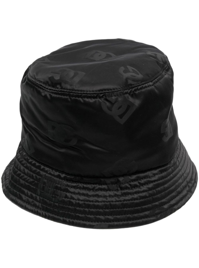 Dolce & Gabbana Dg Jacquard Bucket Hat In Black